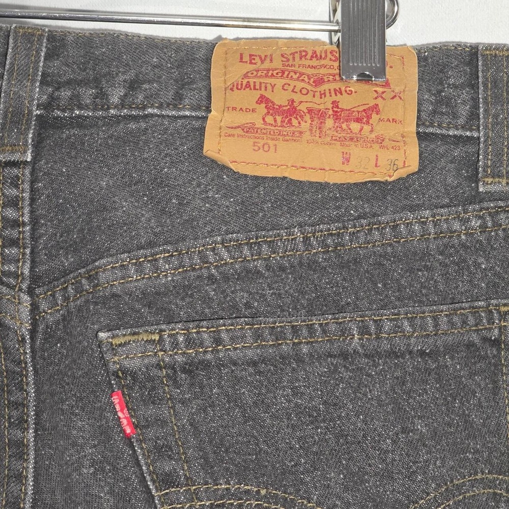 Vintage 1990 Levi's 501-0658 Black Gray Jeans USA Made 32x36 Button Fly 653 - Picture 5 of 8